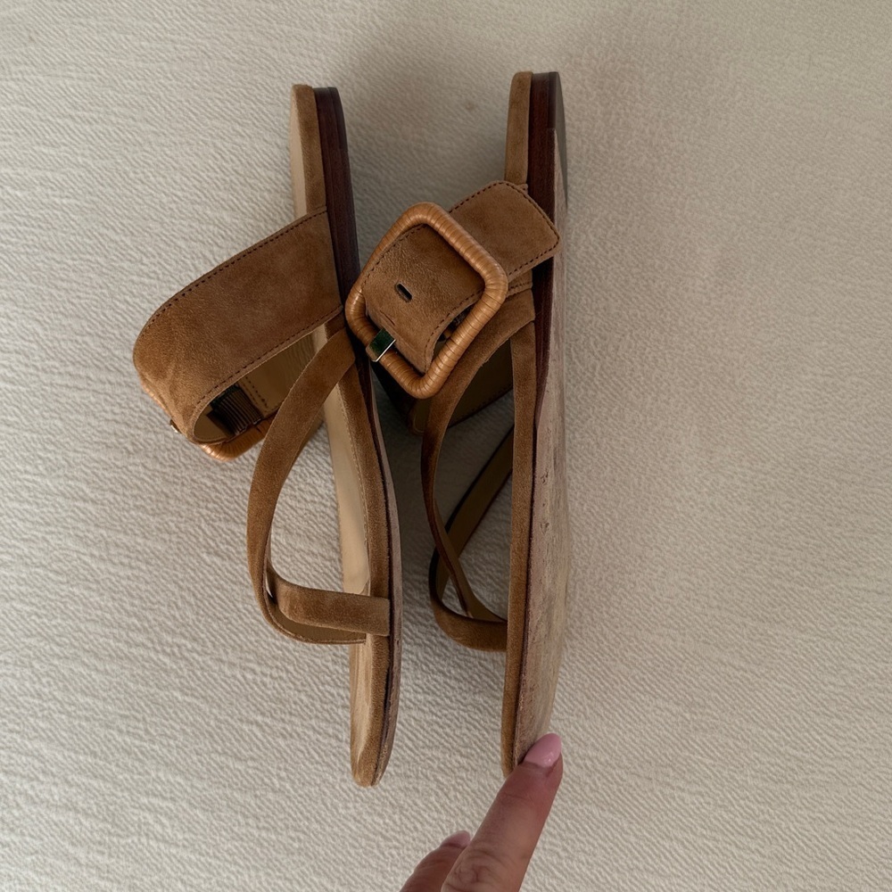 Veronica Beard Salva Raffia Buckle Suede flats - Picture 6 of 7